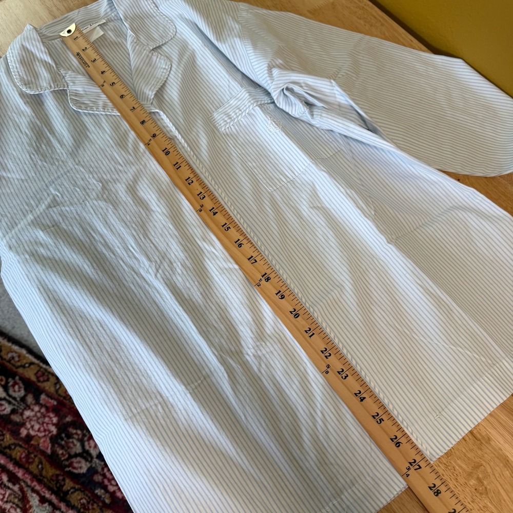 VTG Christian Dior Blue Striped Pajama Set Size S Monogram Long Sleeve Top Pants - Picture 9 of 13